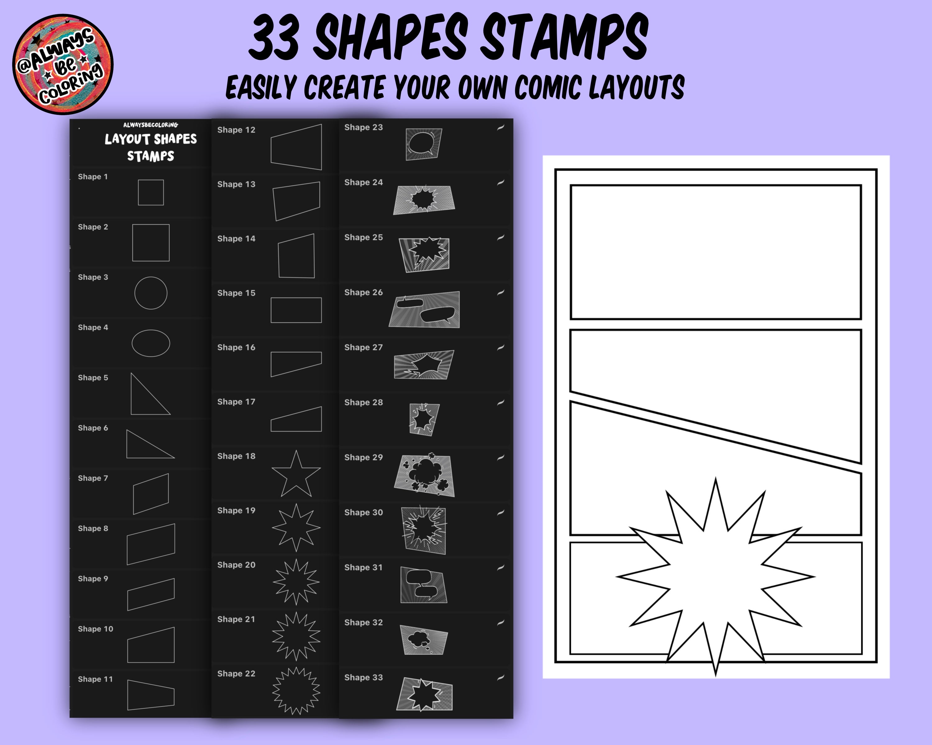 Procreate Comic Book Storyboard Layout Set