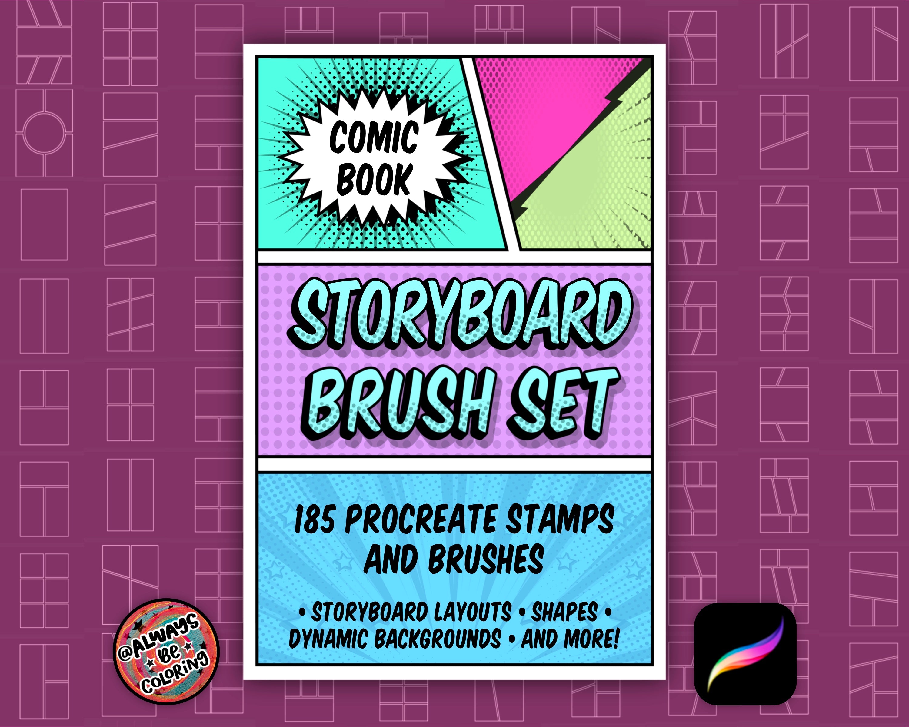 Procreate Comic Book Storyboard Layout Set