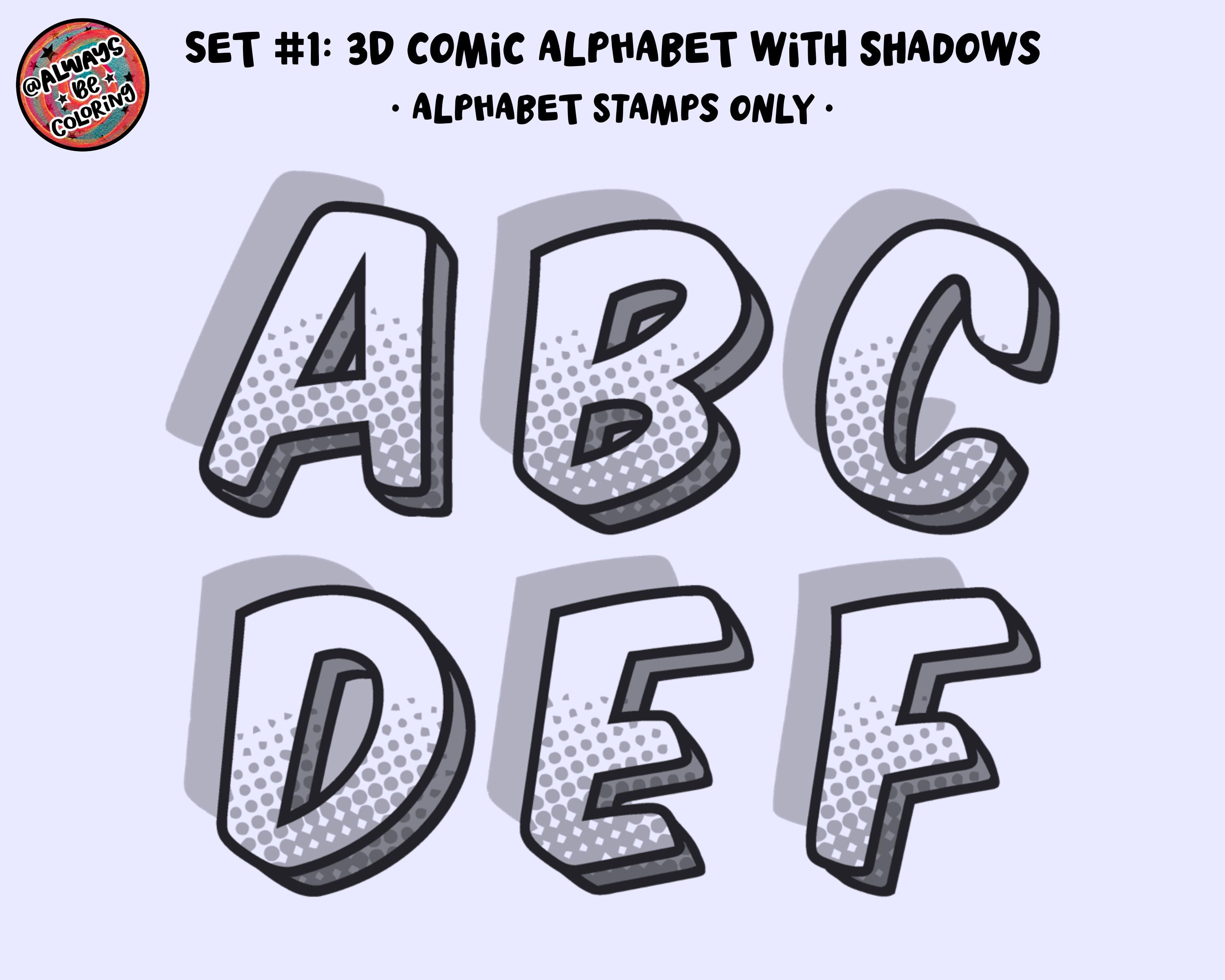 Comic Code Stamp Transparent Procreate Comic Letters Stamp & Brush Set