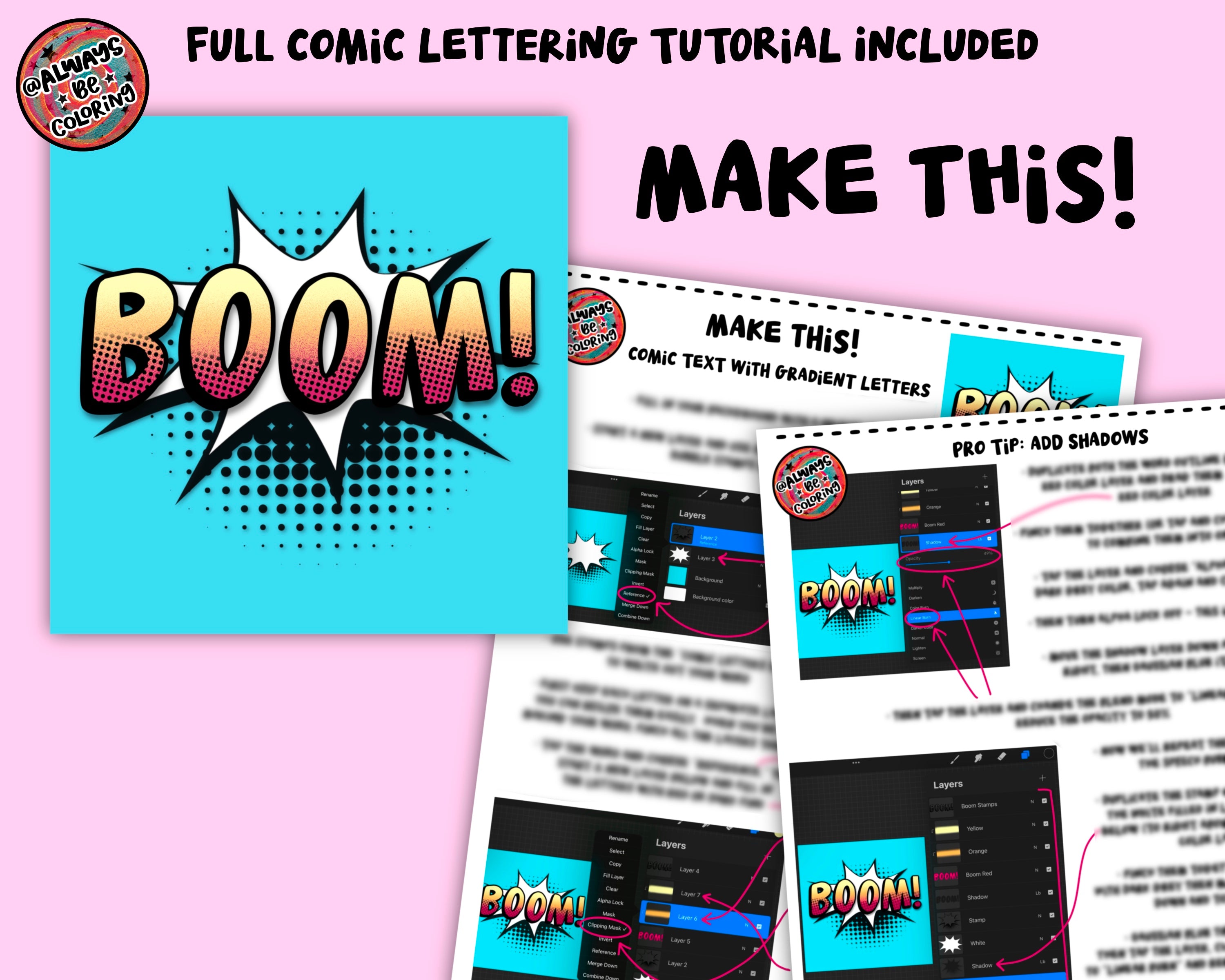 Procreate Comic Letters Stamp & Brush Set