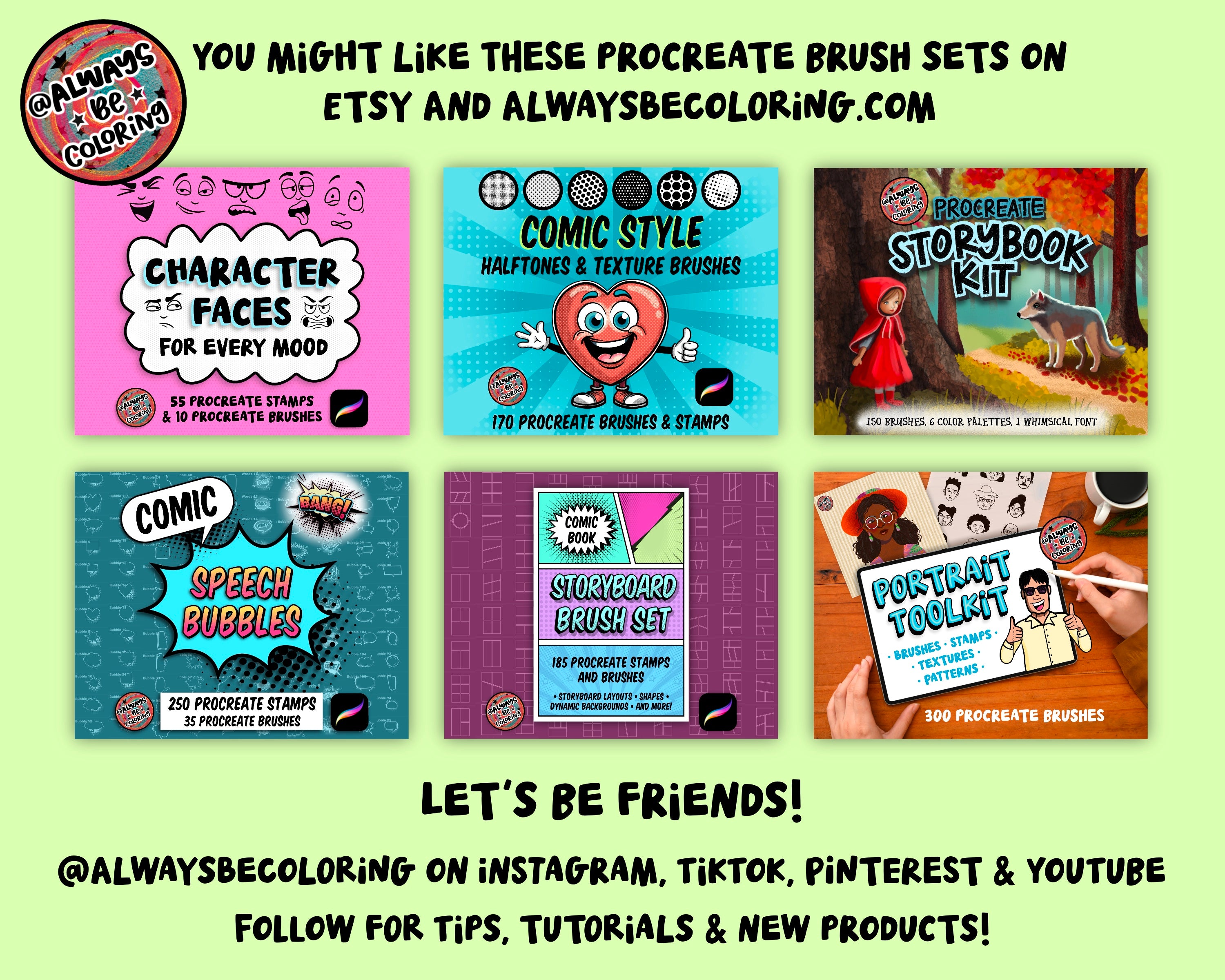 Procreate Comic Letters Stamp & Brush Set