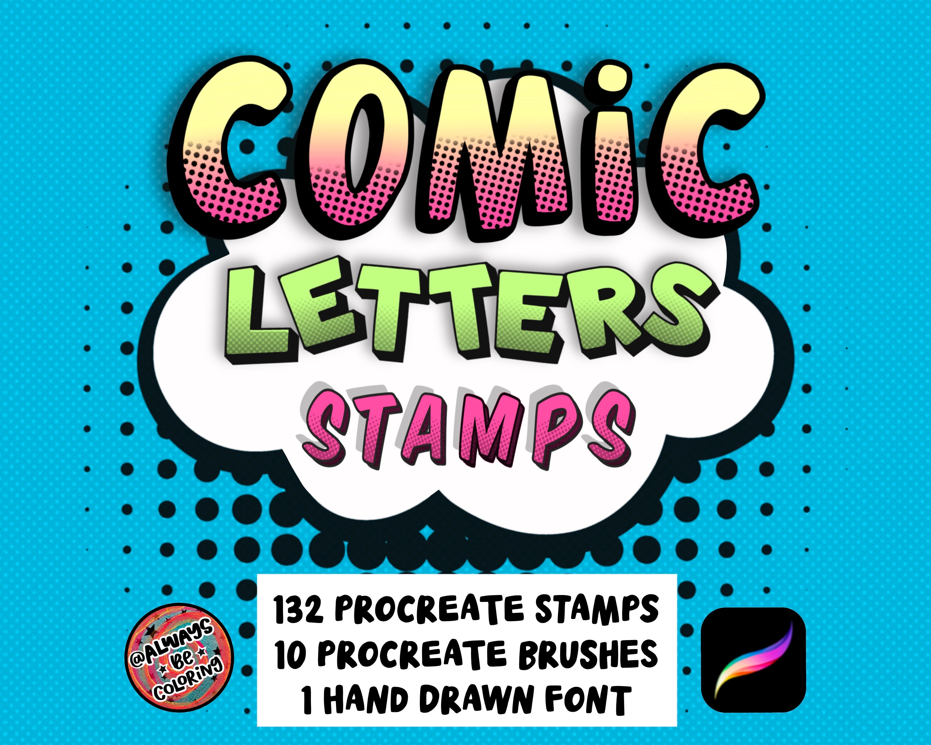 Procreate Comic Letters Stamp & Brush Set