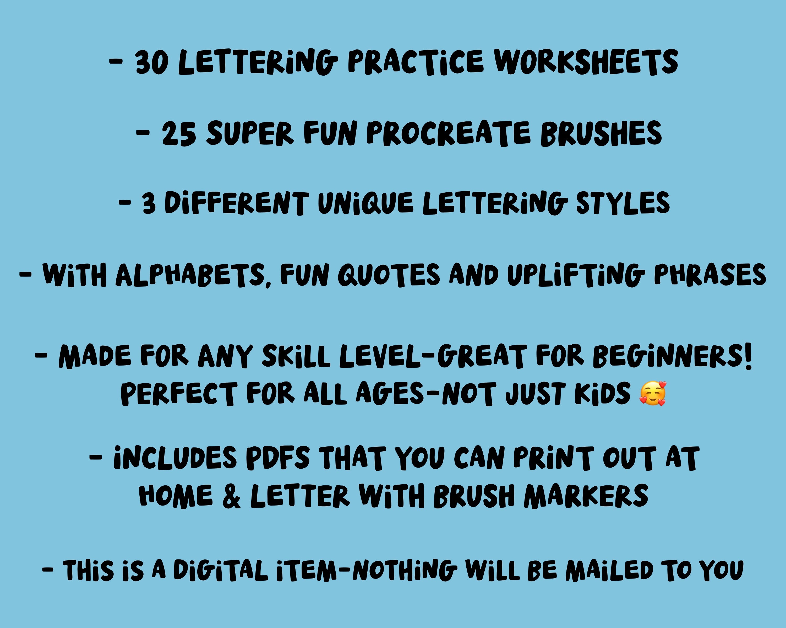 Kids Lettering Practice Workbook for Procreate App or Print