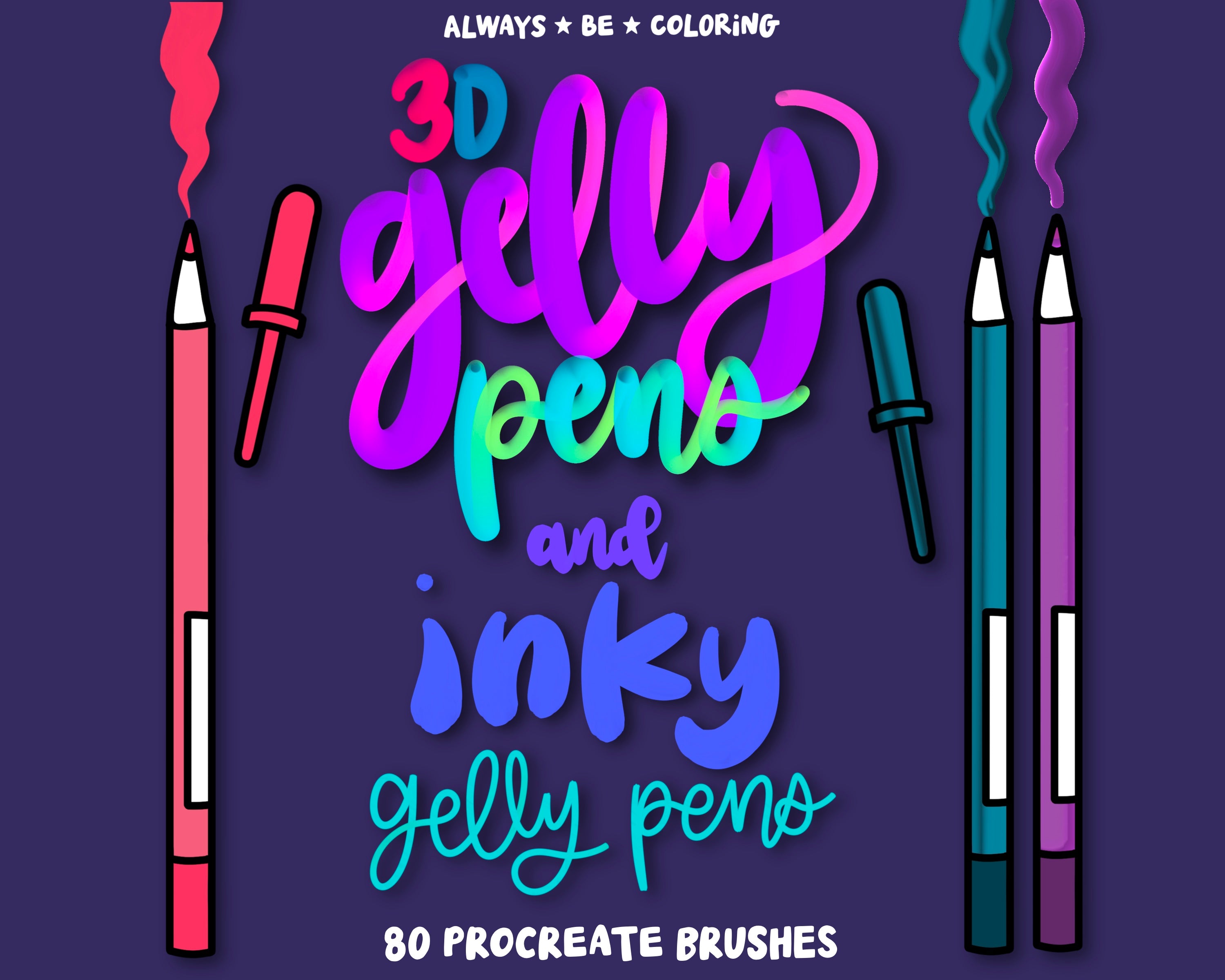 Sharp Ink Pen Procreate Procreate 3D Gel Pens and Inky Gel Pens Brush Set