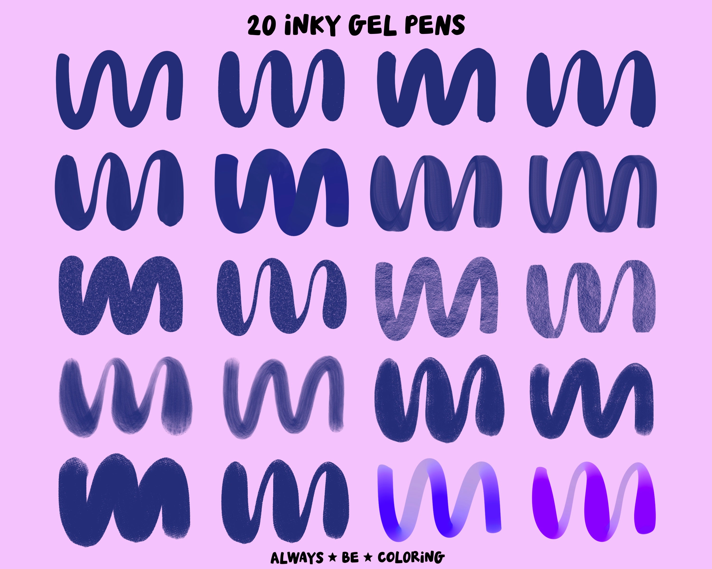 Inca Pen Procreate Procreate 3D Gel Pens and Inky Gel Pens Brush Set