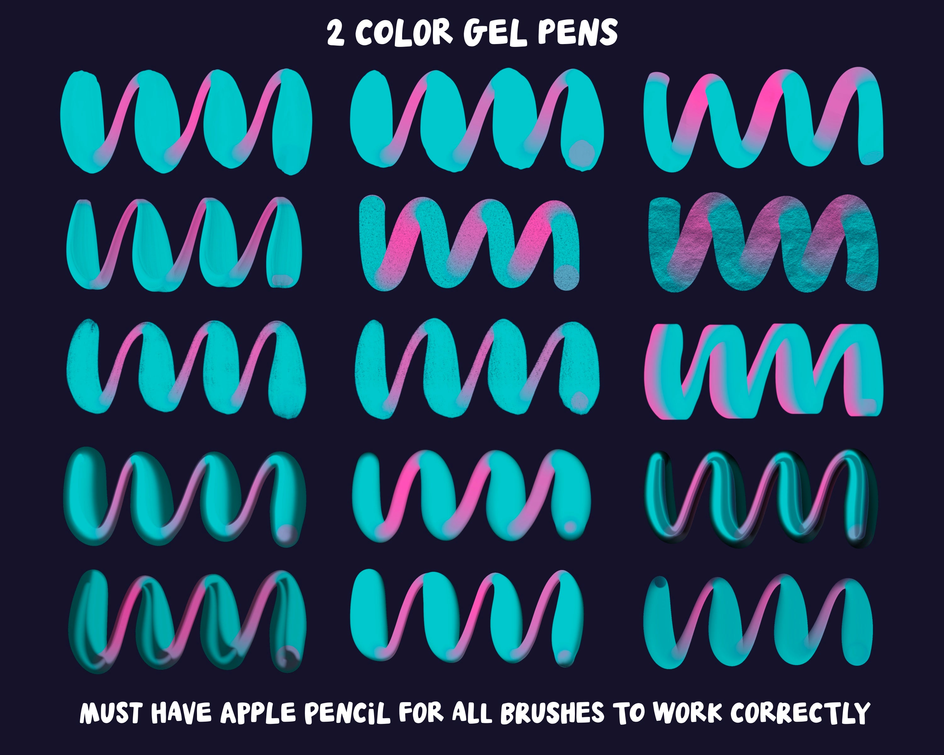 Inca Pen Procreate Procreate 3D Gel Pens and Inky Gel Pens Brush Set