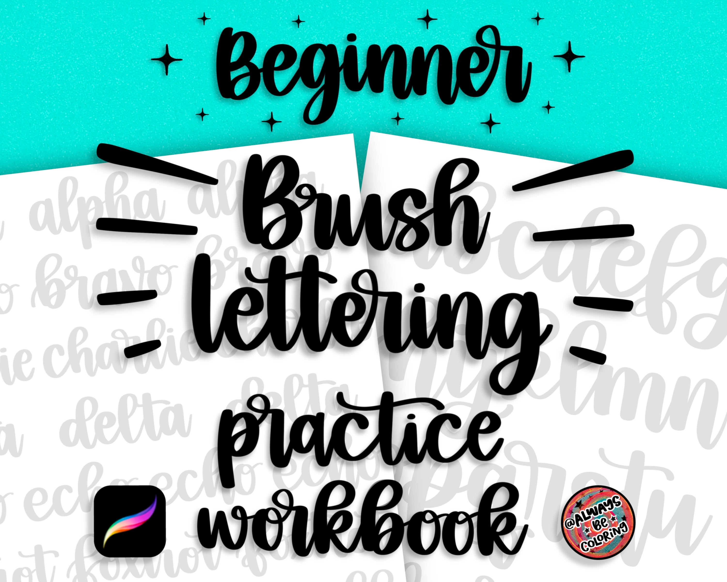 Kids Lettering Practice Workbook for Procreate App or Print