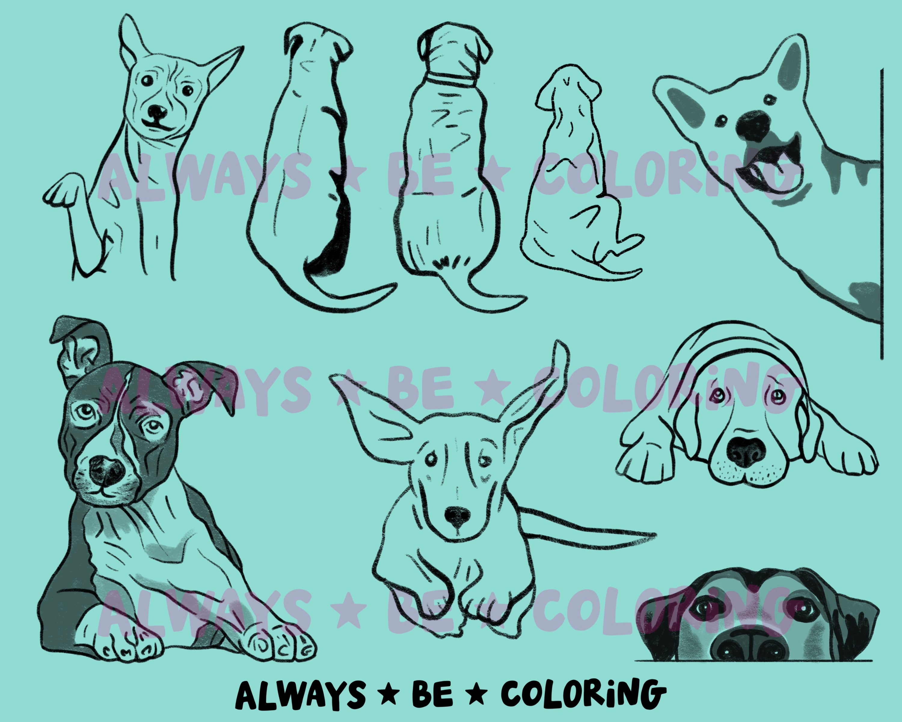 Procreate Lab Dog Procreate Dynamic Dog Stamp Set plus transparent PNGs