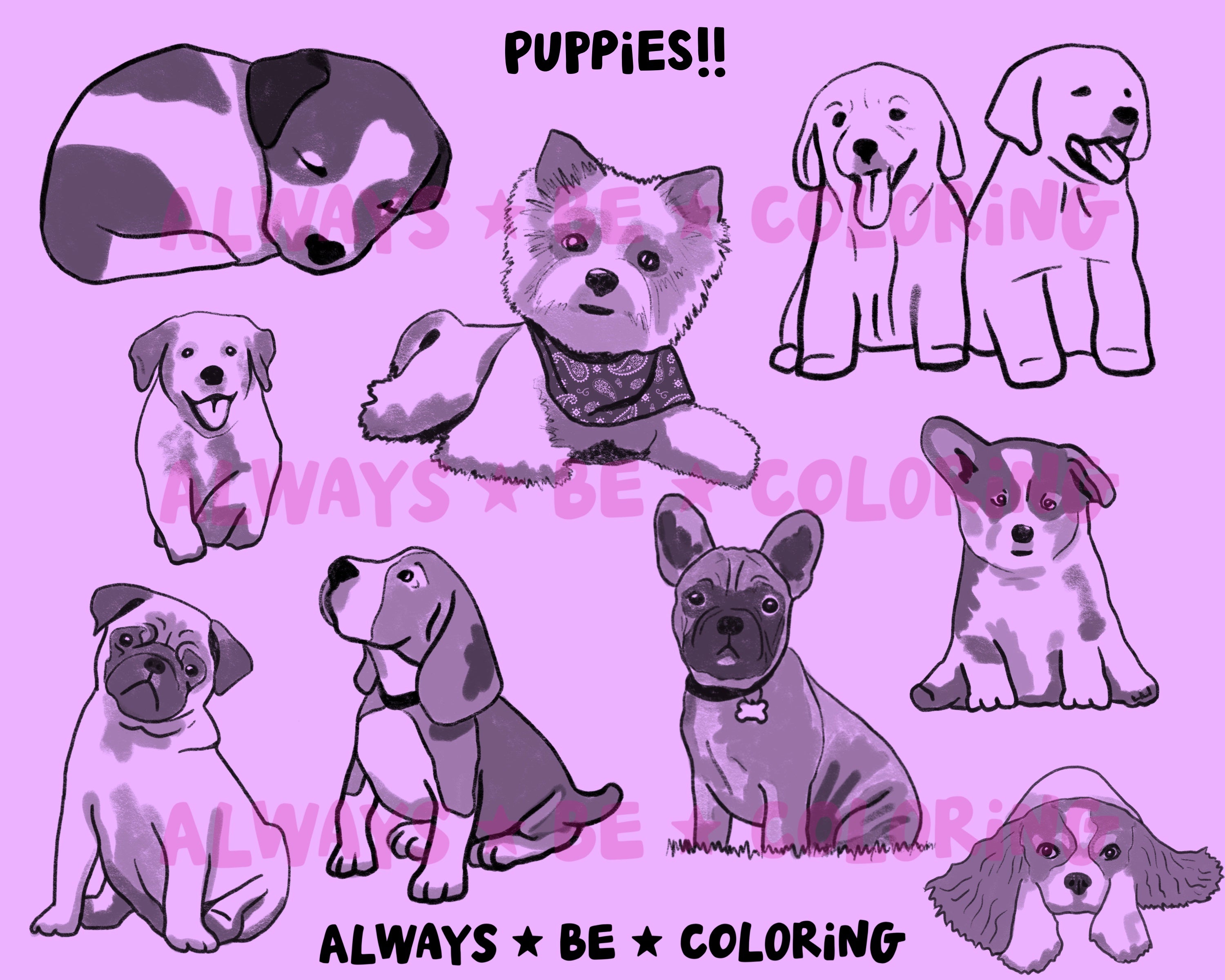 Procreate Lab Dog Procreate Dynamic Dog Stamp Set plus transparent PNGs