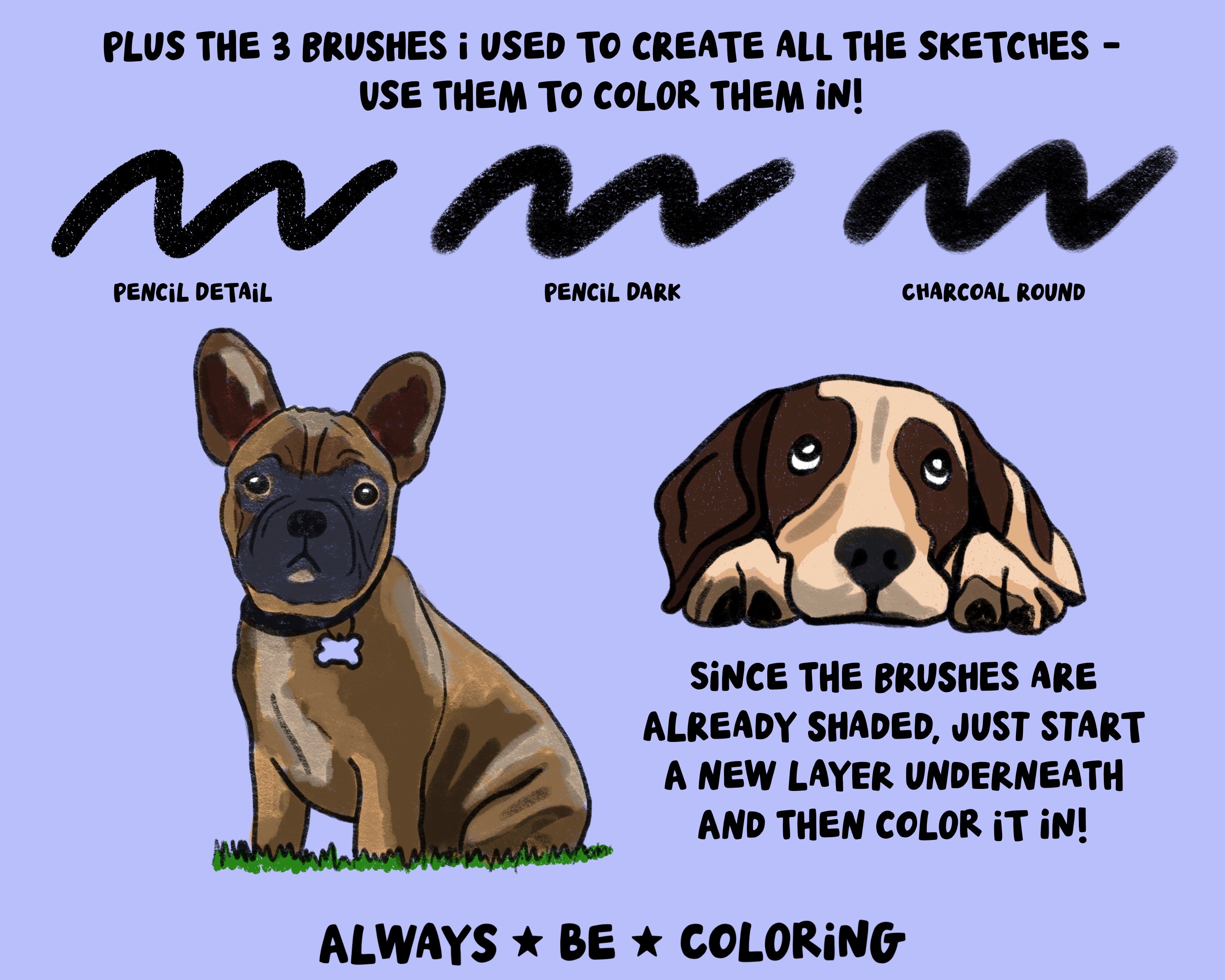 Procreate Lab Dog Procreate Dynamic Dog Stamp Set plus transparent PNGs