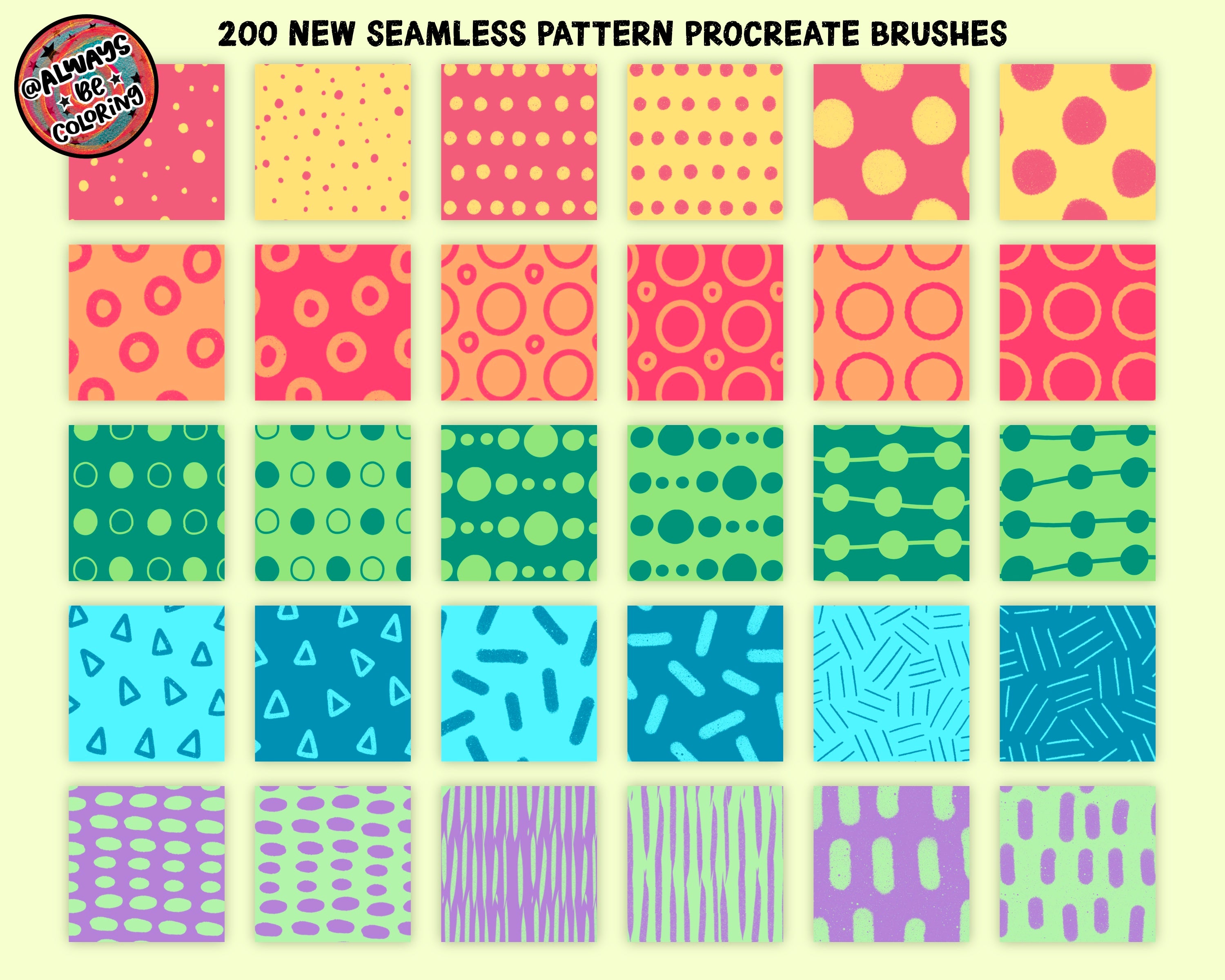 Procreate Tileable New Seamless Pattern Procreate Brush Set
