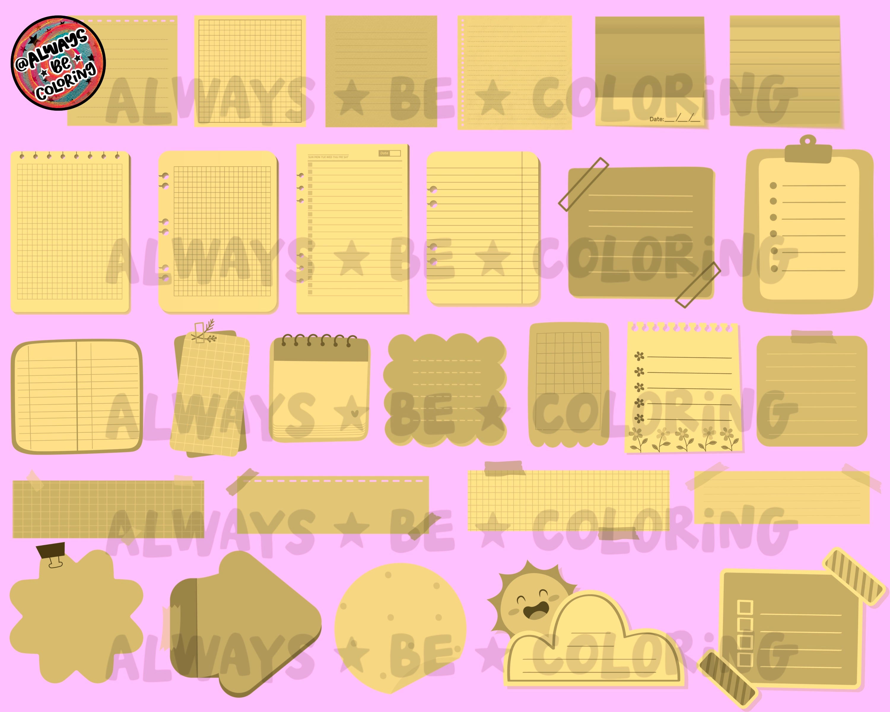 Procreate Sticky Notes Stamp Brush Set