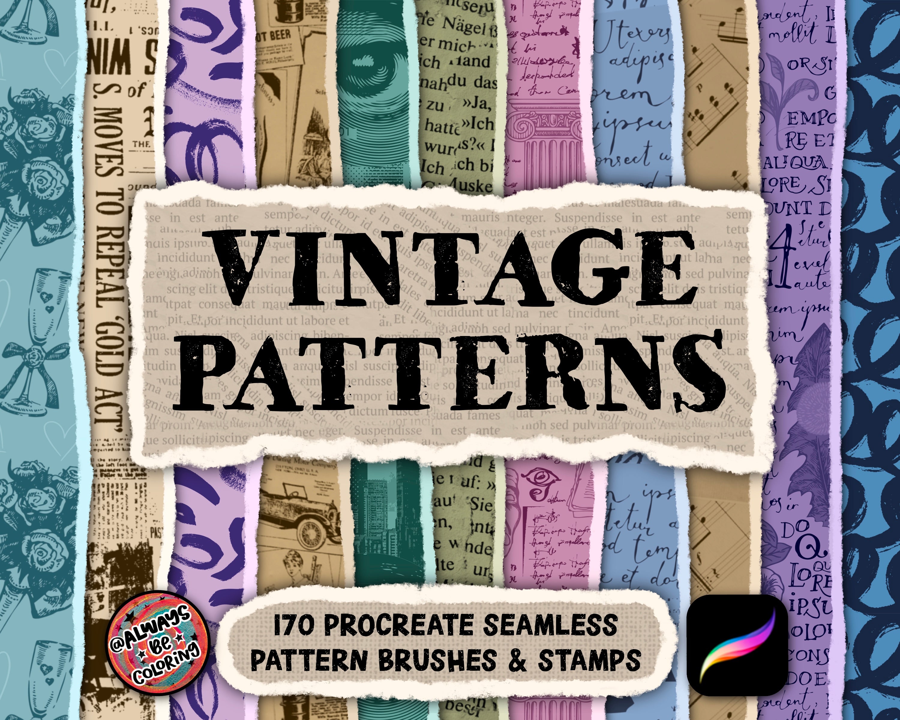 Stamp Book Pattern Procreate Vintage Patterns Brush & Stamp Set