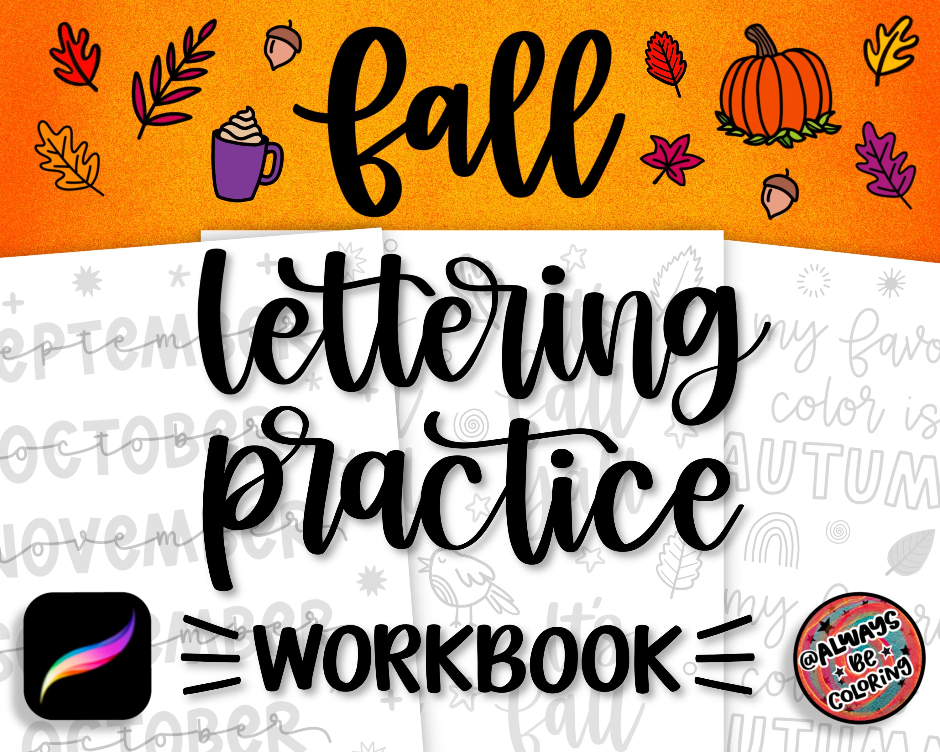 Kids Lettering Practice Workbook for Procreate App or Print