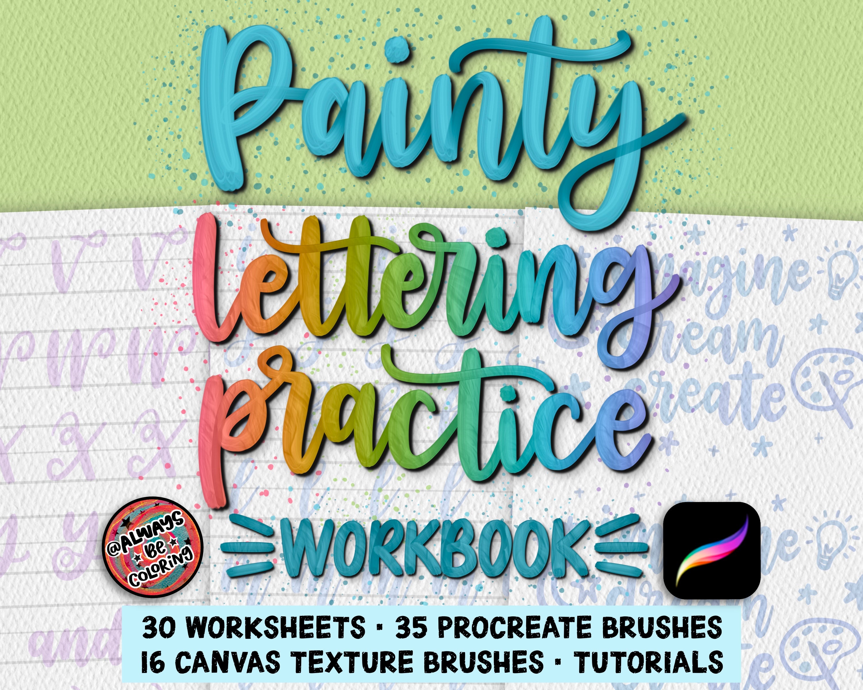 Procreate Lettering Course Procreate Paint Lettering Practice Workbook