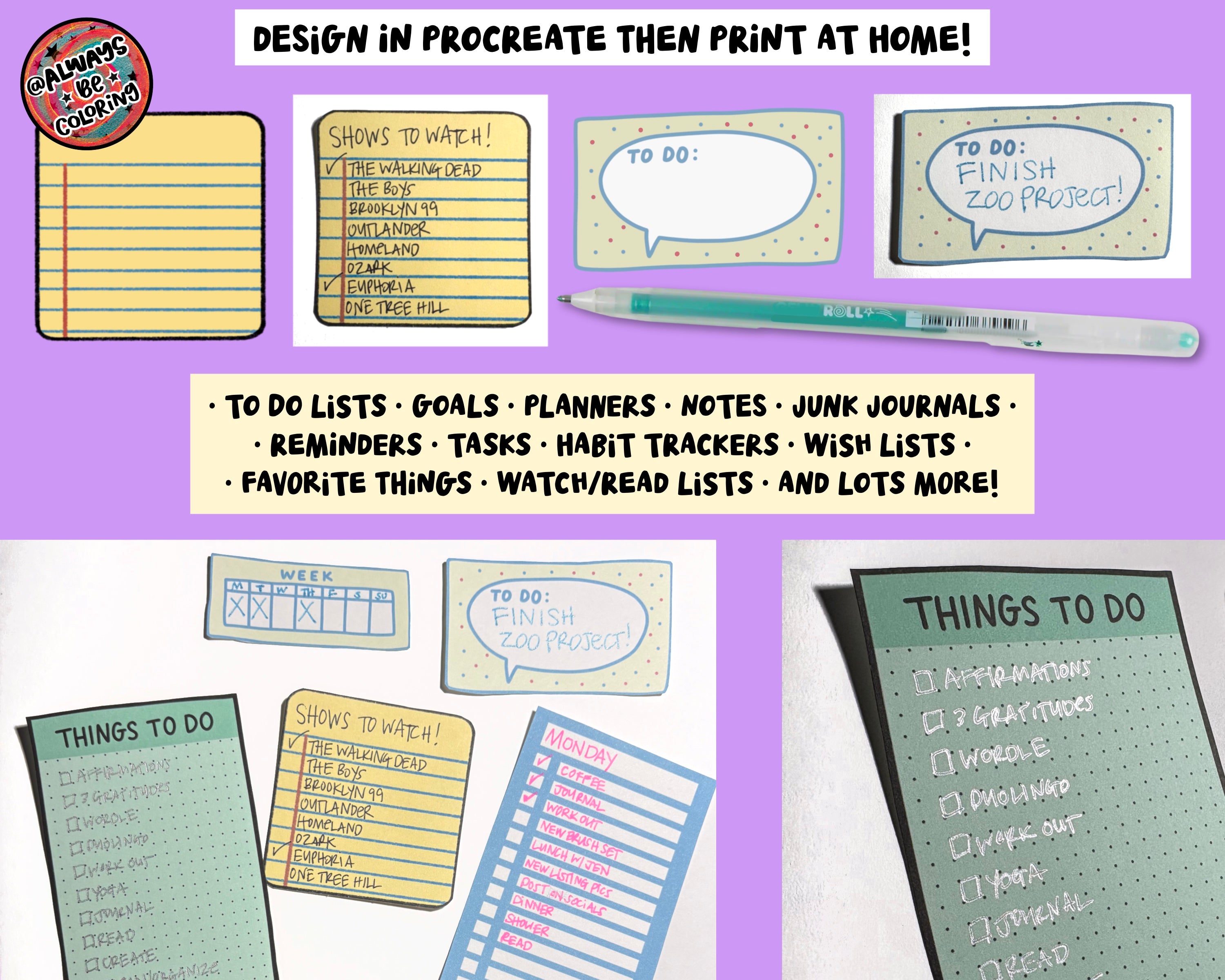 Procreate Notes Template Procreate Notes and Lists Brush and Stamp Set