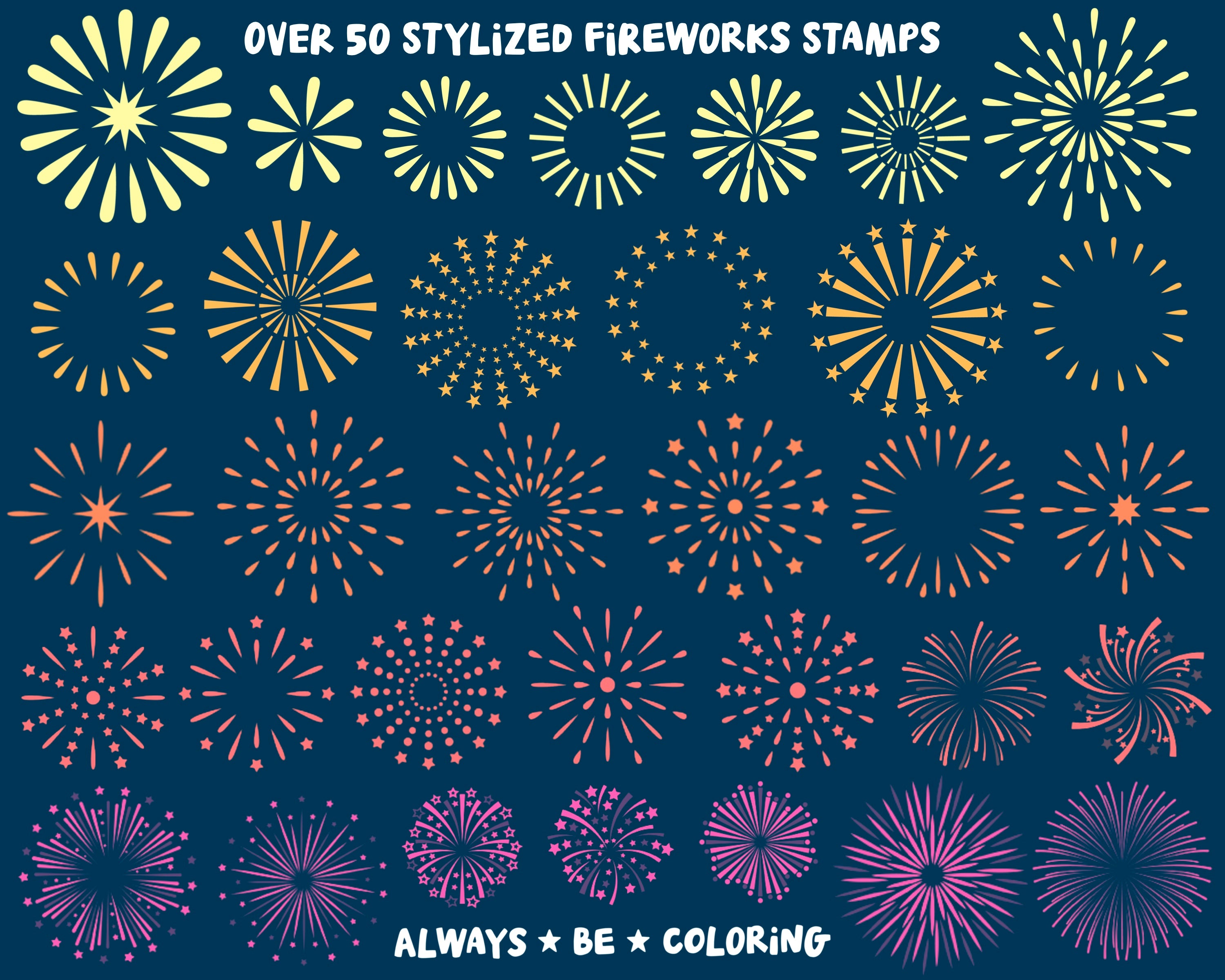 Firework Stamp Pattern Procreate Fireworks Brush and Stamp Set