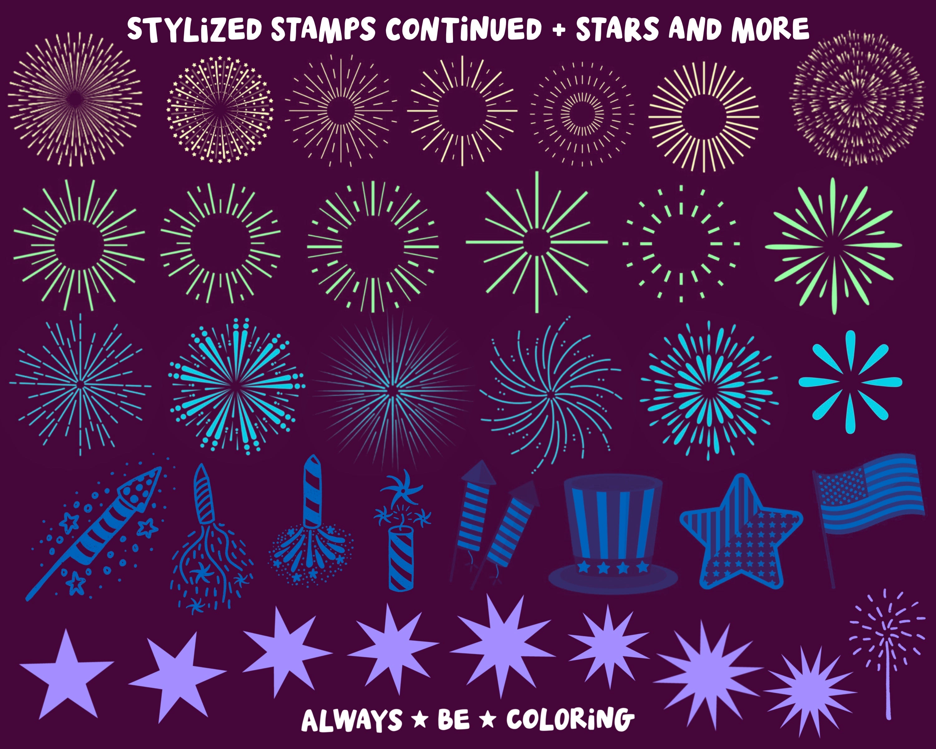 Firework Stamp Pattern Procreate Fireworks Brush and Stamp Set