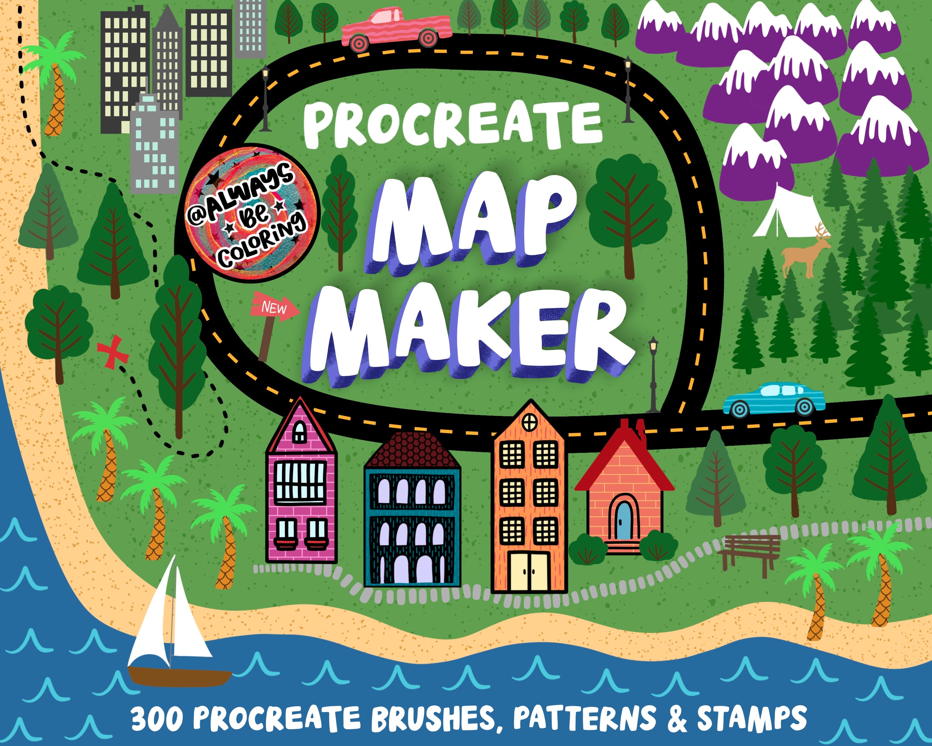Procreate Map Maker Brush Bundle