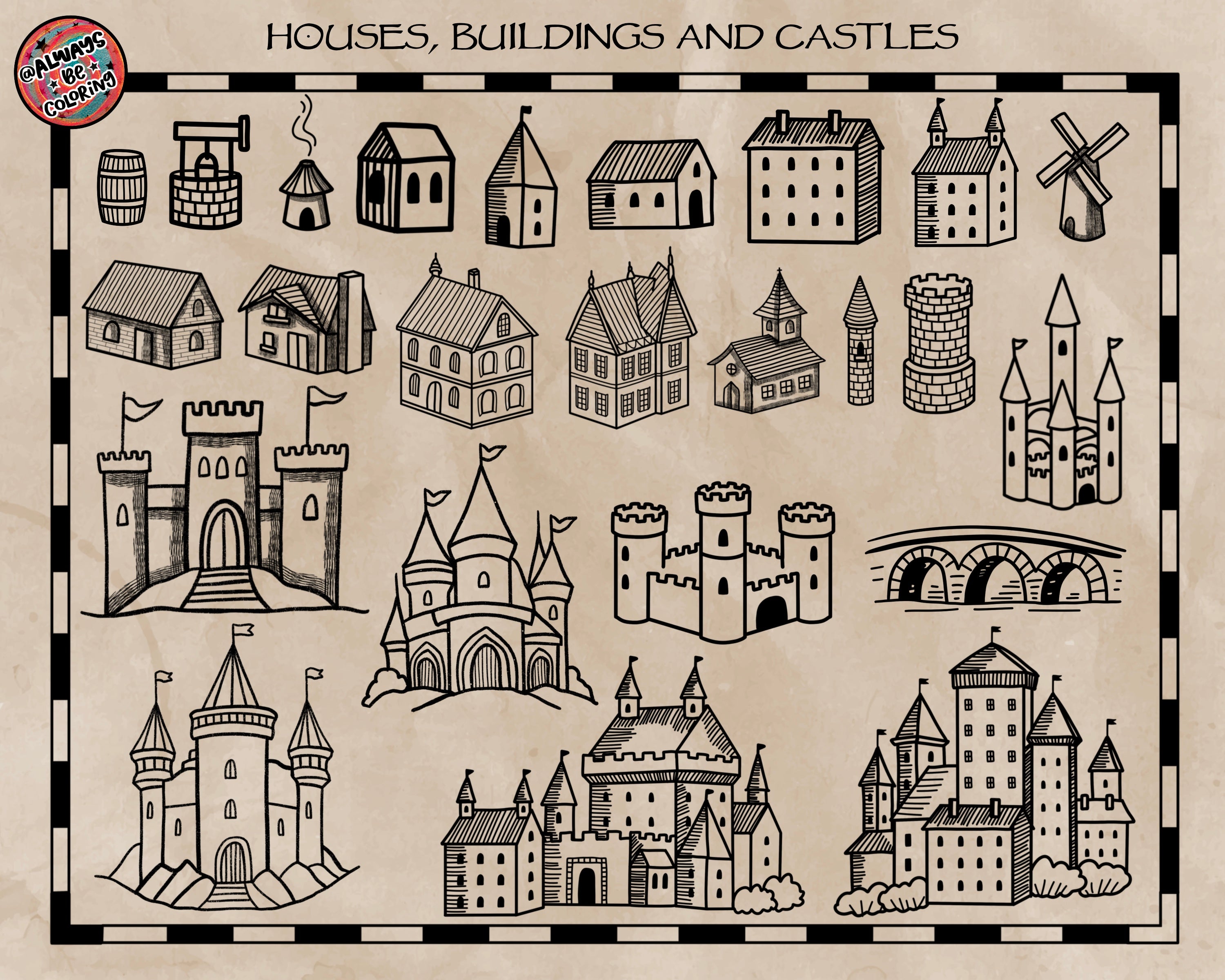 Procreate Map. House Procreate Fantasy Map Creator Brush Bundle