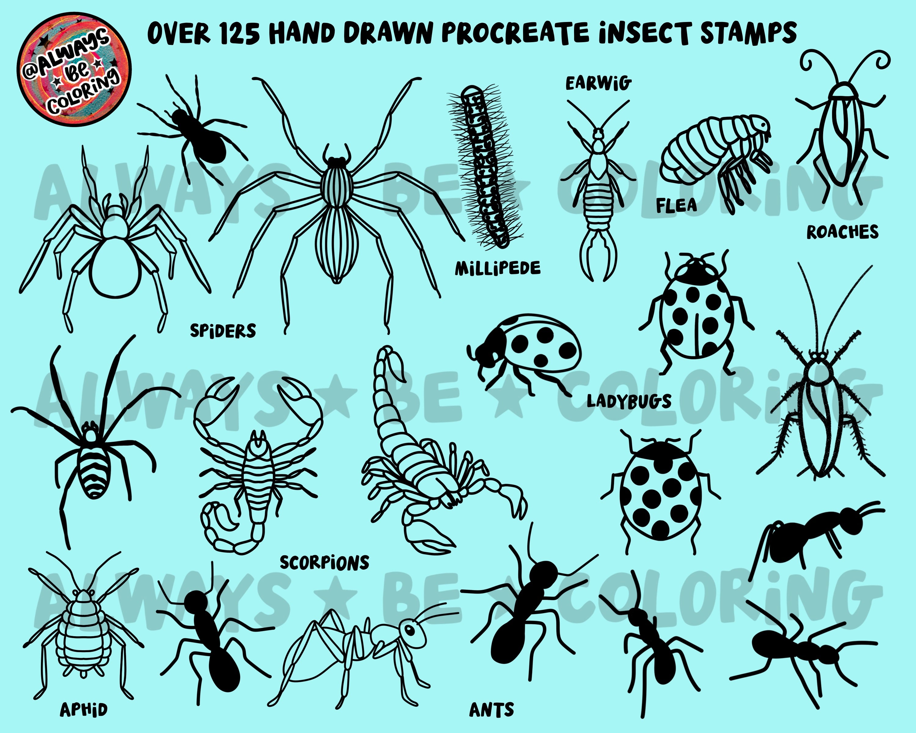 Premates Insects Procreate Insects Stamp Brush Set