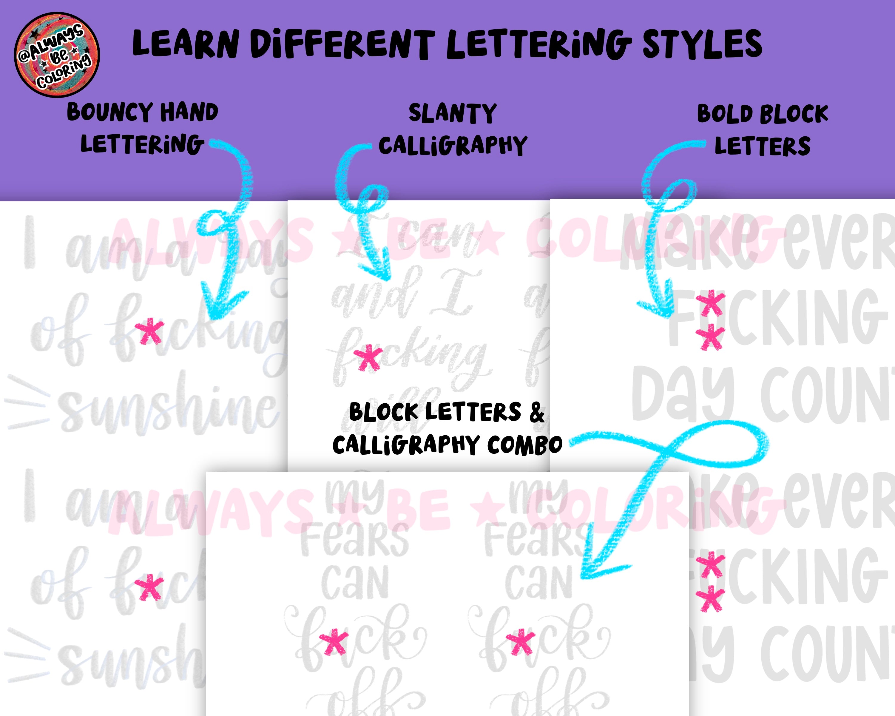 Swearing In Lettering Swear-y Affirmations Lettering Practice Workbook